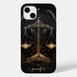 14 Plus De Case-Mate Estuche Libra zodiac para iPhone Funda negro y dor