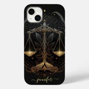 14 Plus De Case-Mate Estuche Libra zodiac para iPhone Funda negro y dor