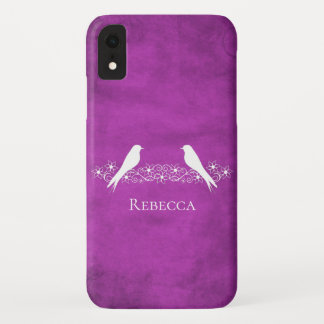 Funda Para iPhone XR Estuche Magenta Lovebirds Floral Vine para iPhone