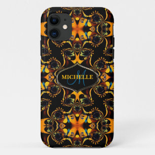 Funda Para iPhone 11 Estuche-mate Tribal Blue Batik Custom Name iPhone