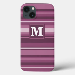 Funda Para iPhone 13 Estuche Monogram mauve stripes Funda-Mate para iPh