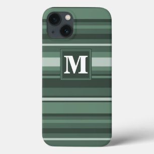 Funda Para iPhone 13 Estuche Monogram sage green stripes Funda-Mate par