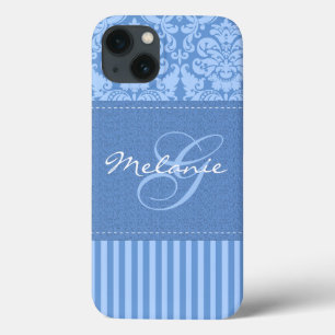 title_seo2 Estuche monograma azul Damask Stripe iPad Air