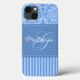 title_seo2 Estuche monograma azul Damask Stripe iPad Air