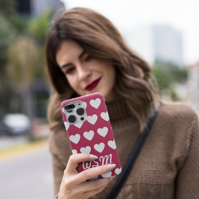 Funda De Case-Mate Para iPhone Estuche Monograma Hearts iPhone / iPad (Customize iphone case.)