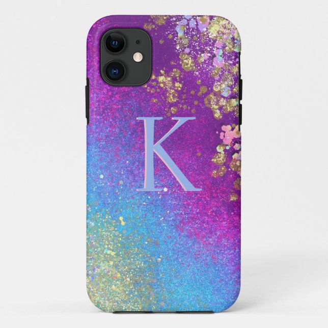 Funda De Case-Mate Para iPhone Estuche monograma para iPhone de esparkle Blue & P (Reverso)