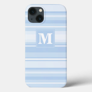 13 Estuche monograma para iPhone Funda de tiras azule