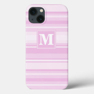 13 Estuche monograma para iPhone Funda de tiras rosad