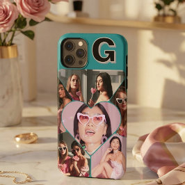 Funda Para iPhone 11 Pro Max Estuche monograma para iPhone Verde azulado de 6 C