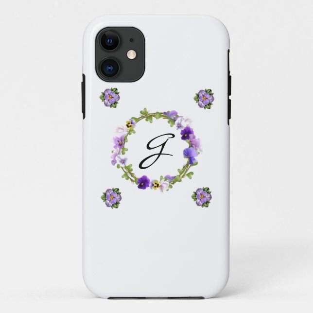 Funda De Case-Mate Para iPhone Estuche Monograma para teléfono floral (Reverso)