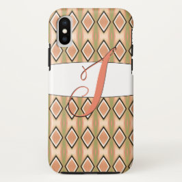 Funda Para iPhone XS Estuche monogramado J Phone en rosa y verde