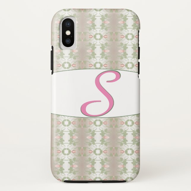Funda De Case-Mate Para iPhone Estuche monogramado S Phone en rosa y verde (Reverso)