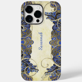 title_seo2 Estuche Navy Gold Vintage Peacock Paisley para iPh