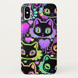 Funda Para iPhone X Estuche Neon Cosmic Cats iPhone - Colorido Glow-in