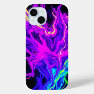 Funda Para iPhone 15 Estuche Neon Electric Fluid Flames Phone
