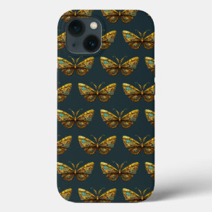 Funda Para iPhone 13 Estuche Ornate Gold & Verde azulada Butterfly para