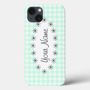 title_seo2 Estuche para iPad de la estrella oval Aqua Gingham