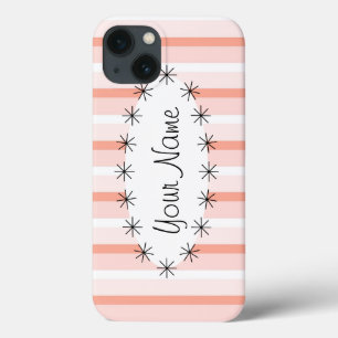 Funda Para iPhone 13 Estuche para iPad de la estrella oval Coral Stripe