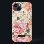 Funda Para iPhone 13 Estuche para iPad de patrón de tiras antiguas e hi<br><div class="desc">Elegante funda de aire para iPad con ilustraciones vintage de rosas rosas rosas rosas de color rosa y peonías con hortensias de marfil. Este diseño está disponible en productos variados.</div>
