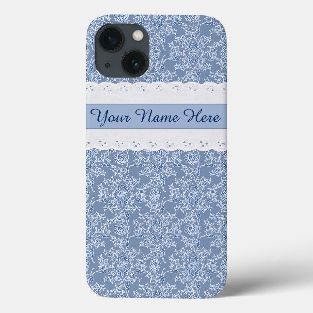 Funda De Case-Mate Para iPhone Estuche para iPad personalizado Indigo Blue Floral (Reverso)