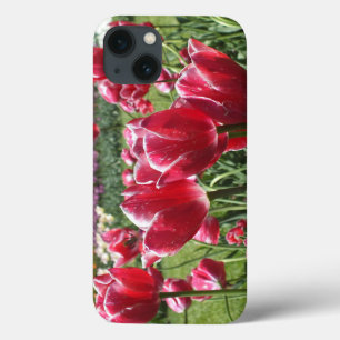 Funda Para iPhone 13 Estuche para iPad rojo N blanco tulipano