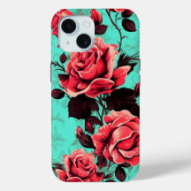 Estuche para iPhone 15 con diseño floral de rosa r