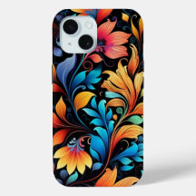 Estuche para iPhone 15 con un diseño floral brilla