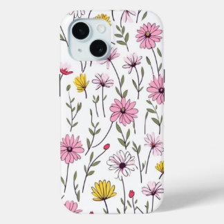 Funda Para iPhone 15 Estuche para iPhone 15 Diseño Floral Elegante Rosa