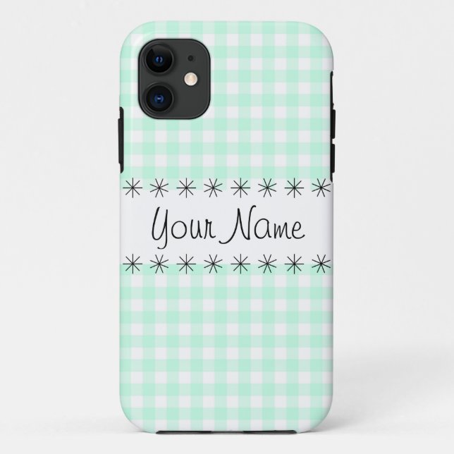 Funda De Case-Mate Para iPhone Estuche para iPhone Aqua Gingham Check (Reverso)