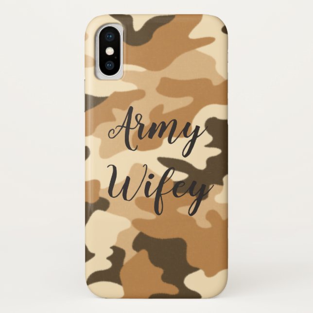 Funda De Case-Mate Para iPhone Estuche para iPhone Beige Camo del Desierto Wifey  (Reverso)