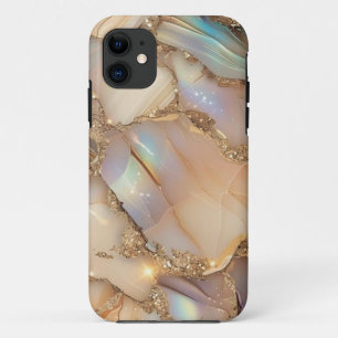 Funda Para iPhone 11 Estuche para iPhone Beige Purpurina Alcohol Ink