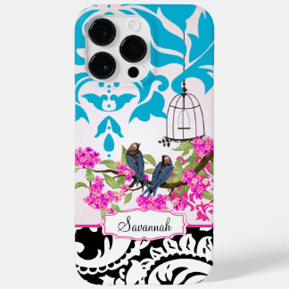 Funda Para iPhone 14 Pro Max De Case-Mate Estuche para iPhone Birdcage Love Bird Pink Aqua D
