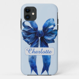 Funda Para iPhone 11 Estuche para iPhone Blue Coquette Bow personalizad