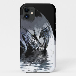 Funda Para iPhone 11 Estuche para iPhone Blue Dragon y Moon Ilustracion