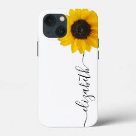 Funda Para iPhone 13 Mini Estuche para iPhone Bright Sunflower Script Stem N