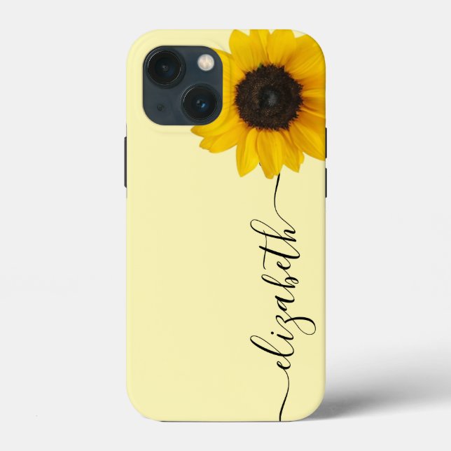 Funda De Case-Mate Para iPhone Estuche para iPhone Bright Sunflower Script Stem N (Reverso )