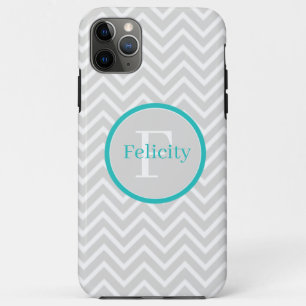 Funda Para iPhone 11 Pro Max Estuche para iPhone Chevron Monograma verde azulad