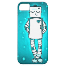 Estuche para iPhone Chica de Robot azul