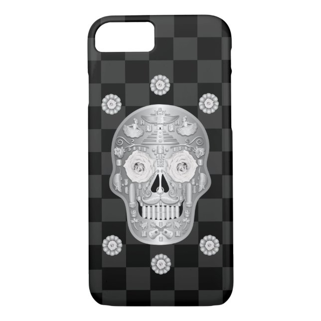 Funda De Case-Mate Para iPhone Estuche para iPhone Chrome Calavera (rosa blanca)  (Reverso)
