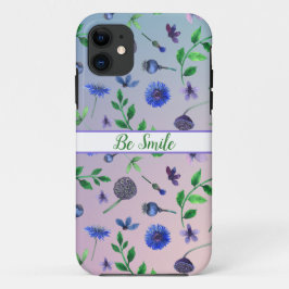 Funda Para iPhone 11 Estuche para iPhone con flores azul marino