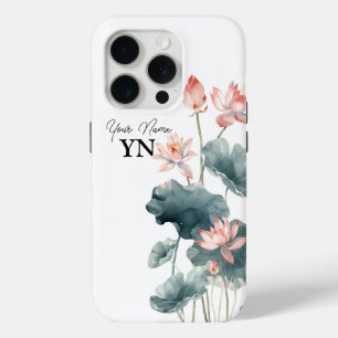 Funda Para iPhone 15 Pro Estuche para iPhone con flores rosadas de color de