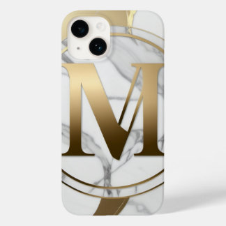 Funda Para iPhone 14 De Case-Mate Estuche para iPhone con monograma de mármol y oro 