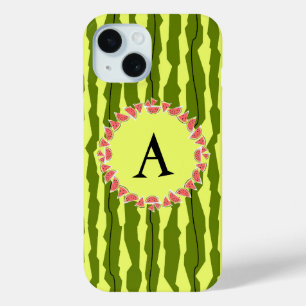 Funda Para iPhone 15 Estuche para iPhone con tira de sandía 'Monograma'
