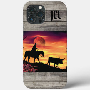 13 Pro Max Estuche para iPhone Cowboy Y Longhorn Steer Funda 