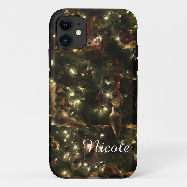 Funda De Case-Mate Para iPhone Estuche para iPhone de árbol de Navidad personaliz (Reverso)