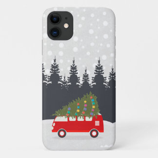 Funda Para iPhone 11 Estuche para iPhone de árbol y auto navidad