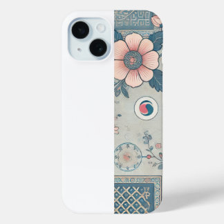 Funda Para iPhone 15 Estuche para iPhone de arte en flor coreano