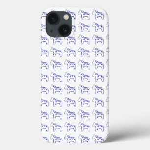 Funda Para iPhone 13 Estuche para iPhone de caballo de dala blanca azul
