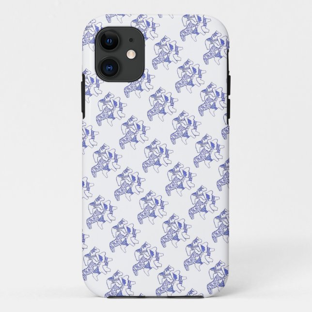 Funda De Case-Mate Para iPhone Estuche para iPhone de caballos azul y blanco (Reverso)