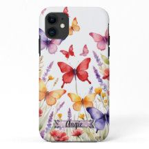 Estuche para iPhone de campo de lavanda de maripos